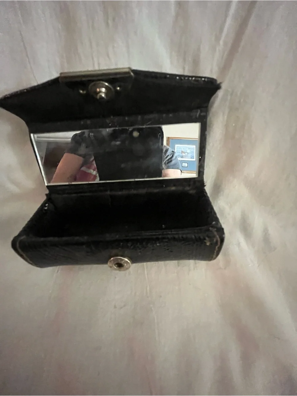 Classic Black Leather Compact Mirror Case - Women Bags Lancome lipstick includew
